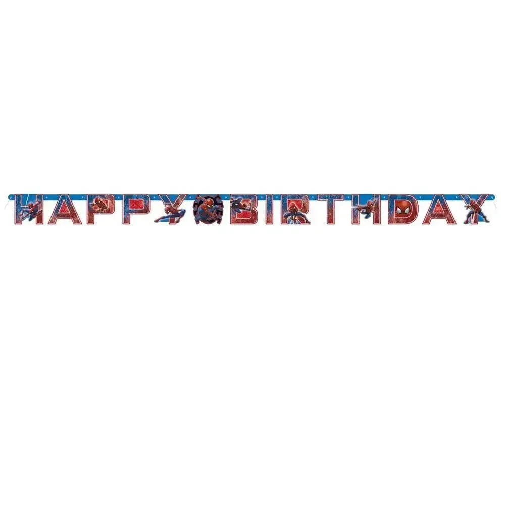 Marvel Spiderman 6.4 FT Hanging Happy Birthday Banner Cardboard Spider Man, NEW
